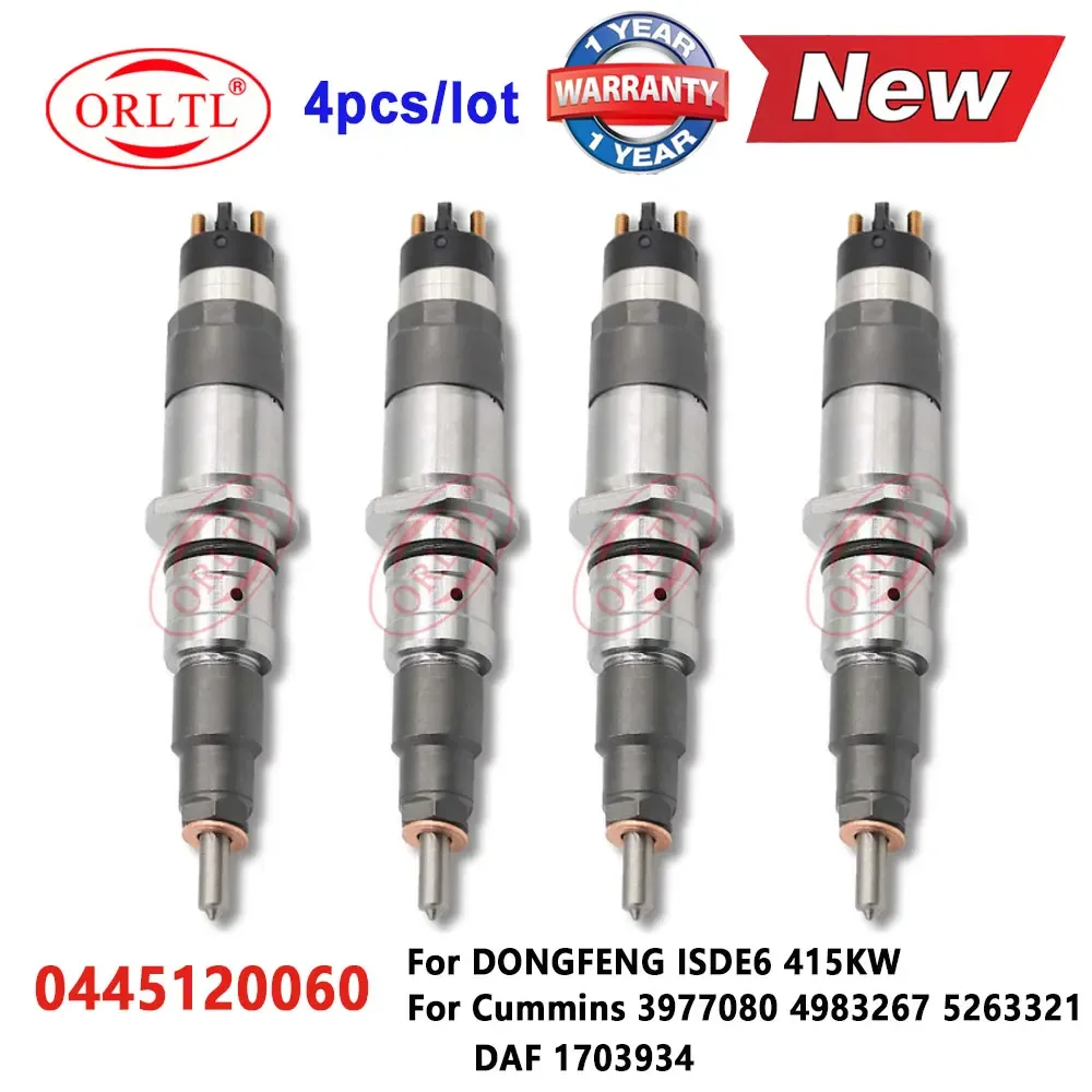 4PCS 0445120060 New Diesel Injector Nozzle 0445 120 060 For Cummins LSBe DAF CF65 LF45 LF55 Series 3977080 4983267 5263321