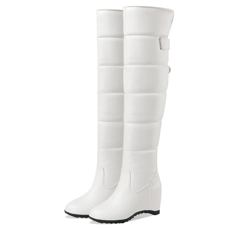 

Down Warm High Snow Boots Women 2023 Plush Winter Shoes Women's Over-the-Knee High Boots Fur Water-proof Wedge Heels Black White