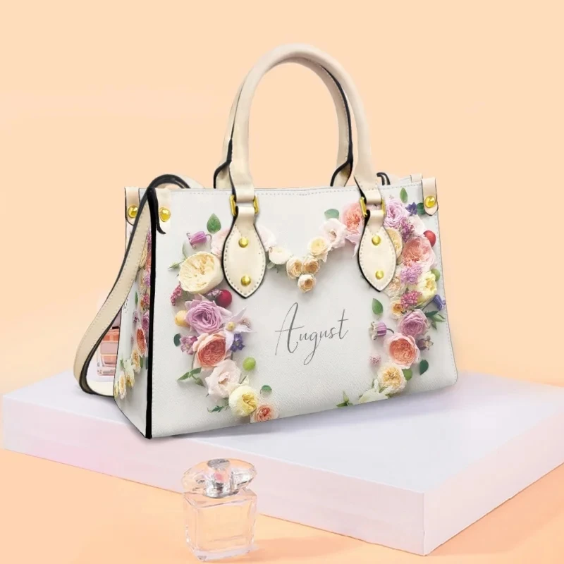 Love Flower Printing Heart Shape on Demand Women Leather Handbags for Girl Ladies Crossbody Bag Wholesale Dropshipping Best Gift