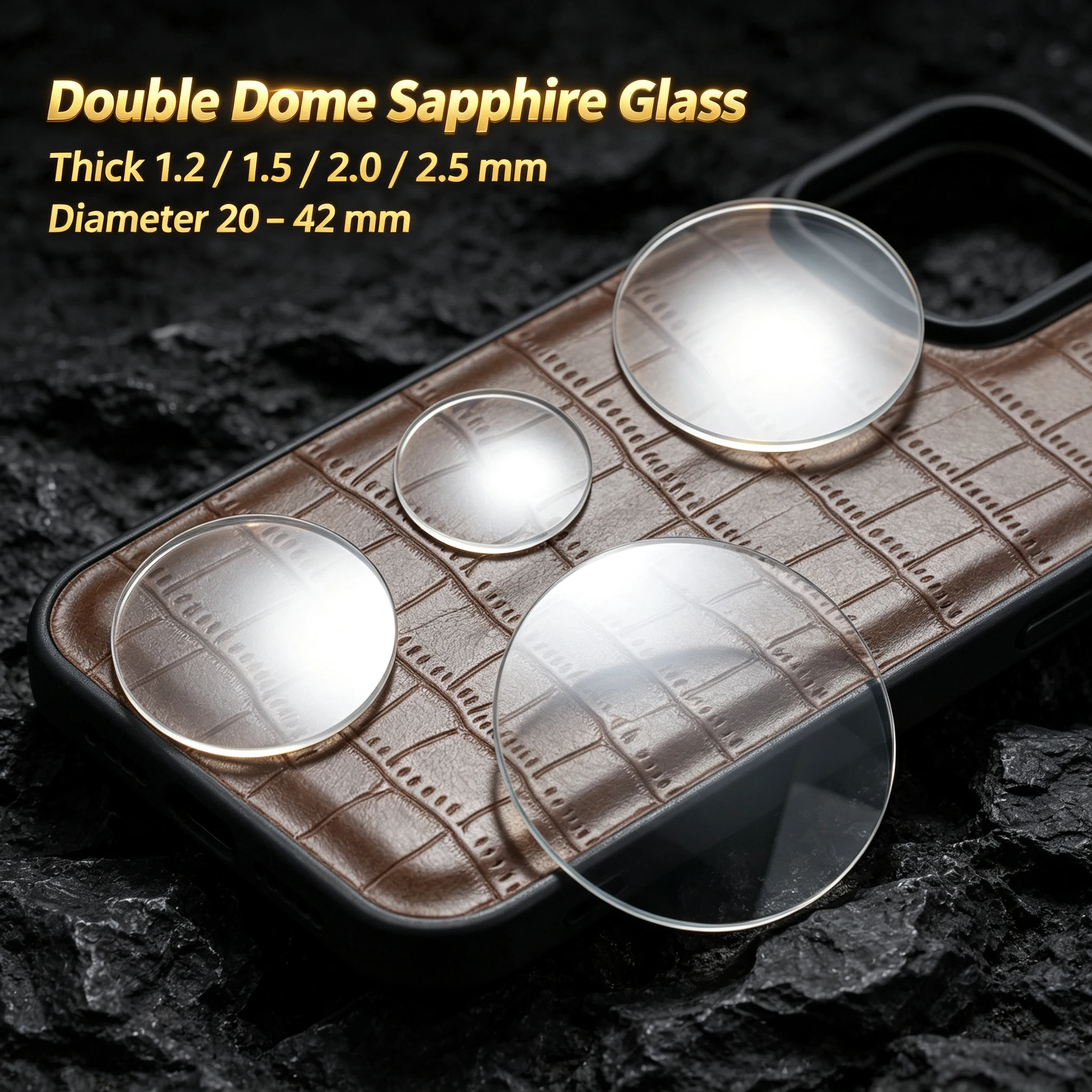 Doppelkuppel-Saphirglas, dick 1,2/1,5/2,0/2,5 mm, Durchmesser 20 - 42 mm, transparentes Kristall-Mineralglas, Uhrenteile