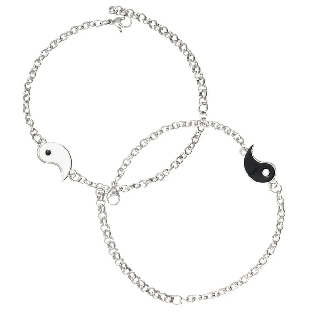 Yin Yang Couple Bracelets Stainless Steel Matching Bracelets for Long Distance Relationship Jewelry