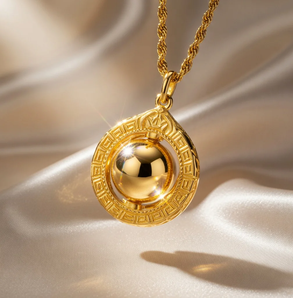 

Роскошное вращающееся ожерелье с подвеской-глобусом из муассанита для женщин, новое, в китайском стиле, под старинное золото, цепочка на ключицу "Ши Лай Юнь Чжуань"