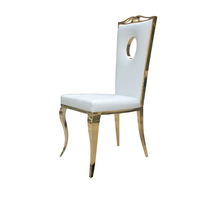 Luxury Gold Crown Dining Chair Soft Padded Seat Backrest Metal Frame for Home Kitchen Hotel Banquet Commercial Wedding Event Use