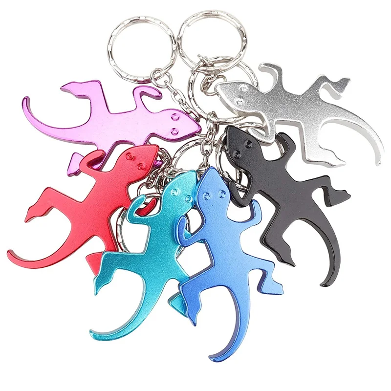 

200Pcs/Lot Gecko &Lizard Bottle Opener Keychain Aluminum Alloy Beer Opener Promotion Keyring Gift