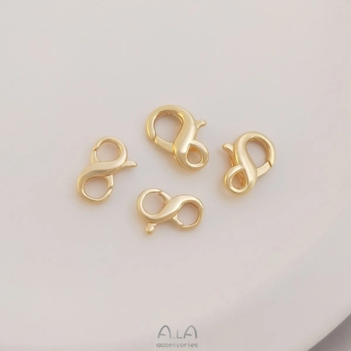 Brass Korean Made 14K Gold Plated Figure 8 Lobster Spring Clasp DIY Bracelet Necklace Jewelry End Connector Findings