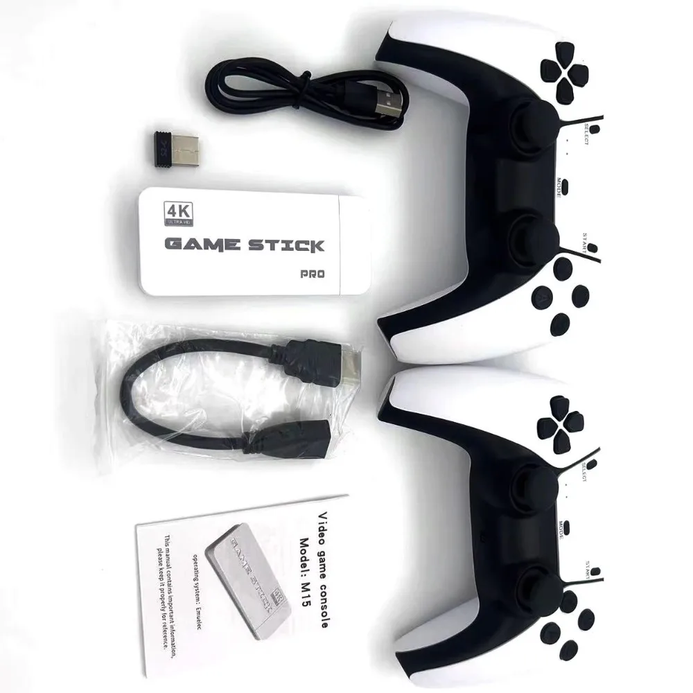 وحدة تحكم ألعاب الفيديو M15 Retro المحدثة لعام 2025 Stick Pro 4KHD مدمجة 23 محاكيًا ألعاب كلاسيكيًا، 20000+ ألعاب مزدوجة 2.4G لاسلكية