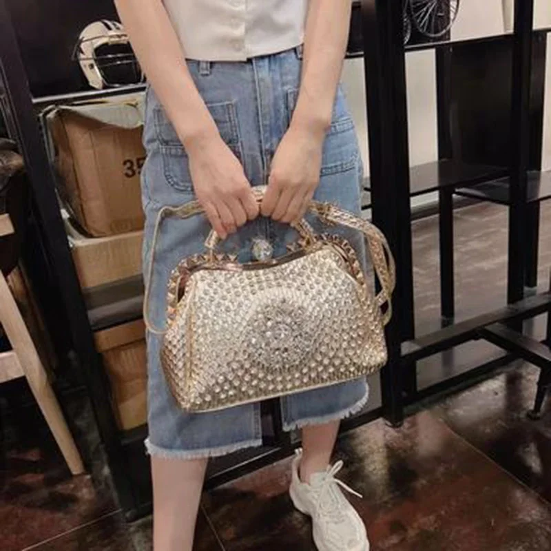 JBTP High-quality Shoulder Bag Women\'s Summer New Explosive Texture Niche Messenger Bag Large-capacity Diamond-encrusted Handbag