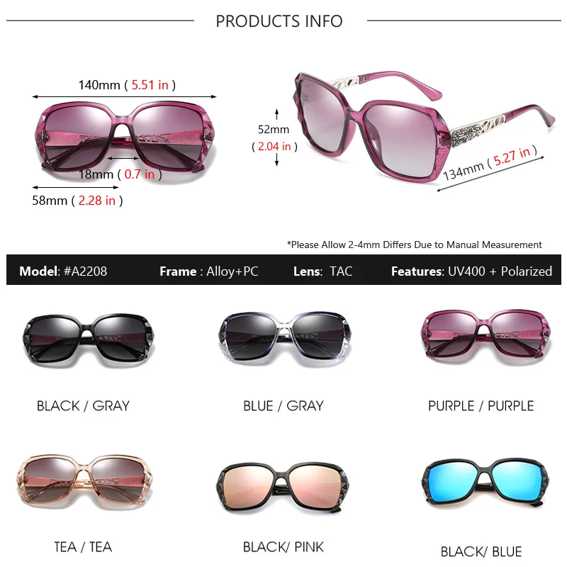 AOWEAR Vintage Rosa Spiegel Sonnenbrille Frauen Polarisierte Quadratische Gradienten Sonnenbrille für Damen Klare Übergroße Lunette De Soleil – Detail 2