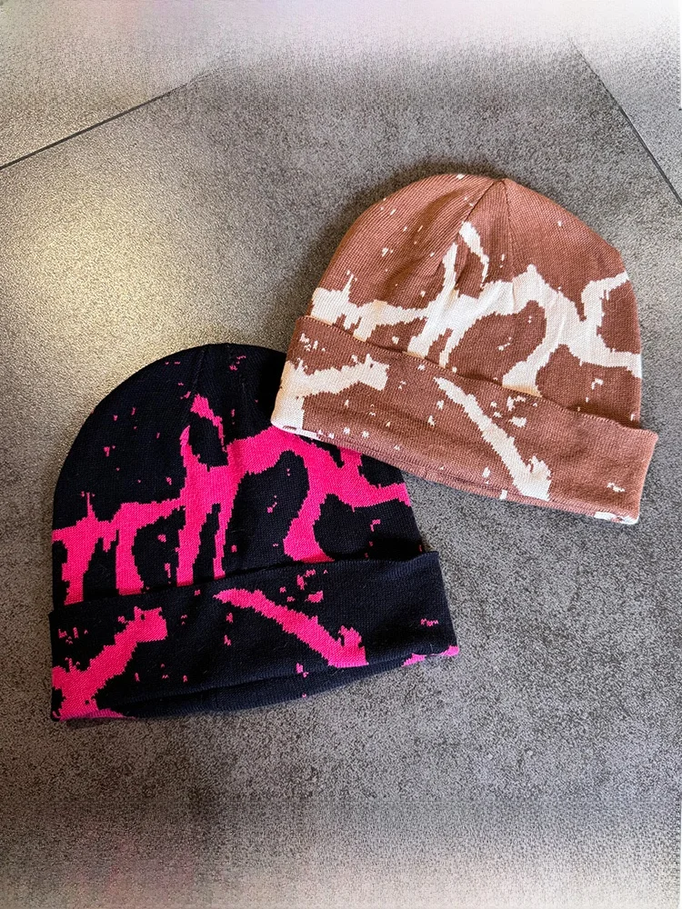 Thiened Cotton Knitted Knit Hat Street Sle Hip Hop Pattern Warm Cold Cap for Men And Women Autumn Winter New Arrival