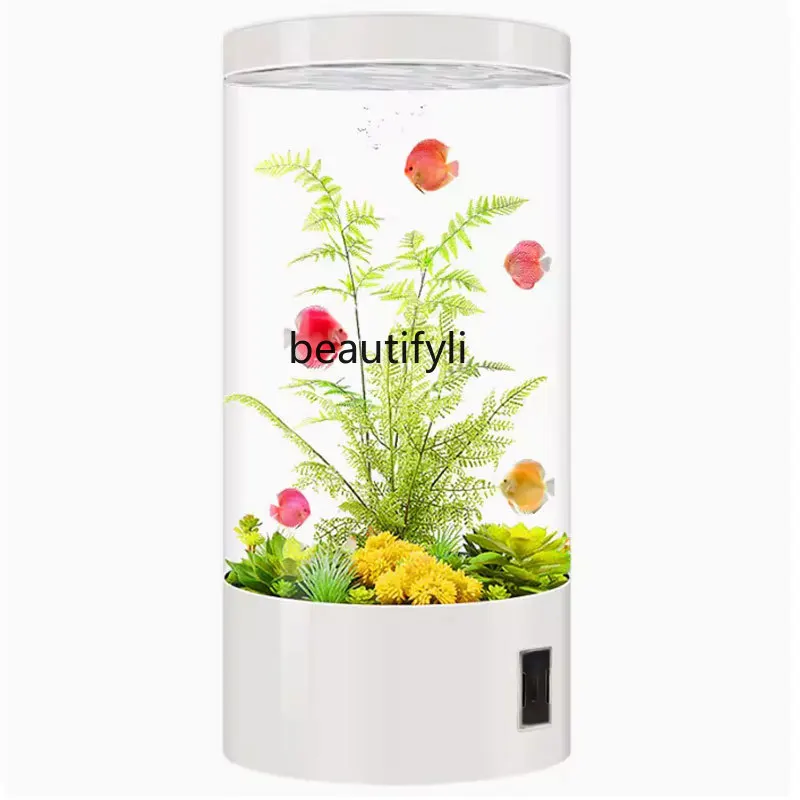 

Cylindrical Fish Tank Living Room Floor Vertical Ecological Change Water Floor Glass Aquarium