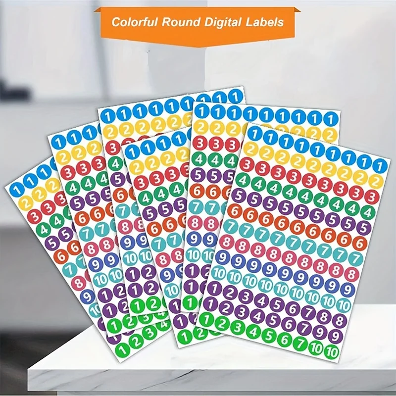 10 Sheets Waterproof Vinyl Number 1-10 Stickers Self Adhesive Inventory Classification Labels Indoor Outdoor Use