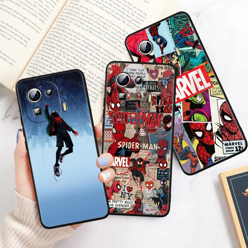 Spider Man Marvel Fashion Cool For Xiaomi Mi 14 13T 13 12T 12 11T 11i 11 10T 10 Pro Lite Ultra 5G Black TPU Phone Case