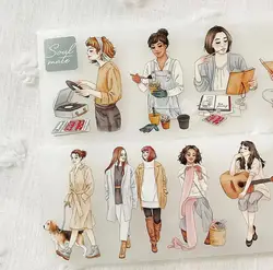 Cafetera x Windry Soulmate Girl Washi PET Tape Planner DIY Scrapbooking, pegatina decorativa del Plan, 1 bucle