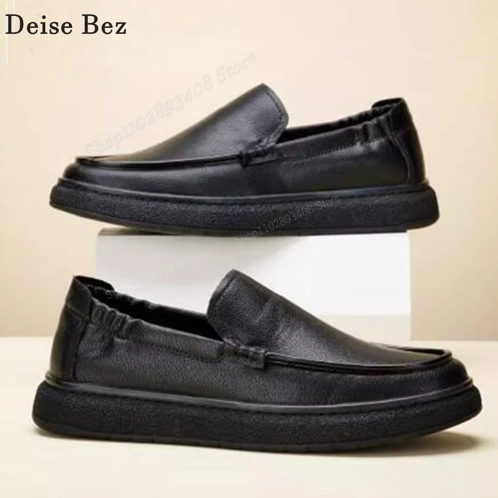 

Black Matte Leather Round Toe Men Casual Shoes Loafer Slip-on Comfort Soft High Quality Classic Men Shoes 2024 Zapatillas Mujers