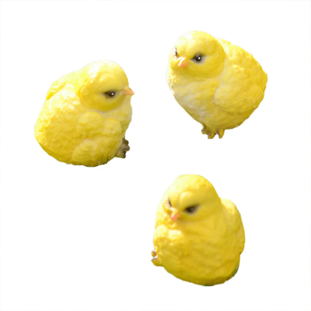 

3Pcs Lifelike Resin Little Yellow Chicks Outdoor Garden Decoration Easter Mini Chick Lawn Ornament Miniature Chicken Statues