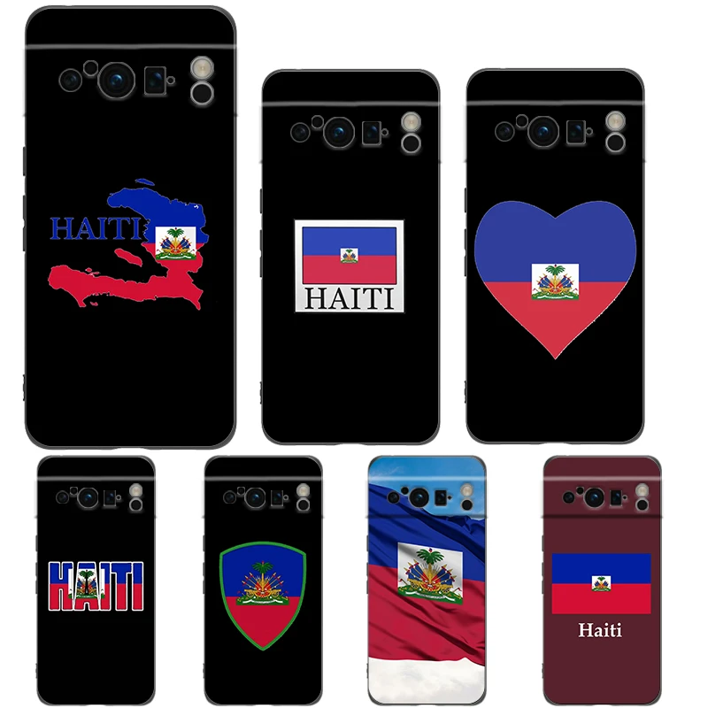 Phone Case For Google Pixel 8 A 7 6 Pro 6A 5G Black Soft Shockproof Back Cover Silicone TPU Shell Coque shipping Haiti Flag