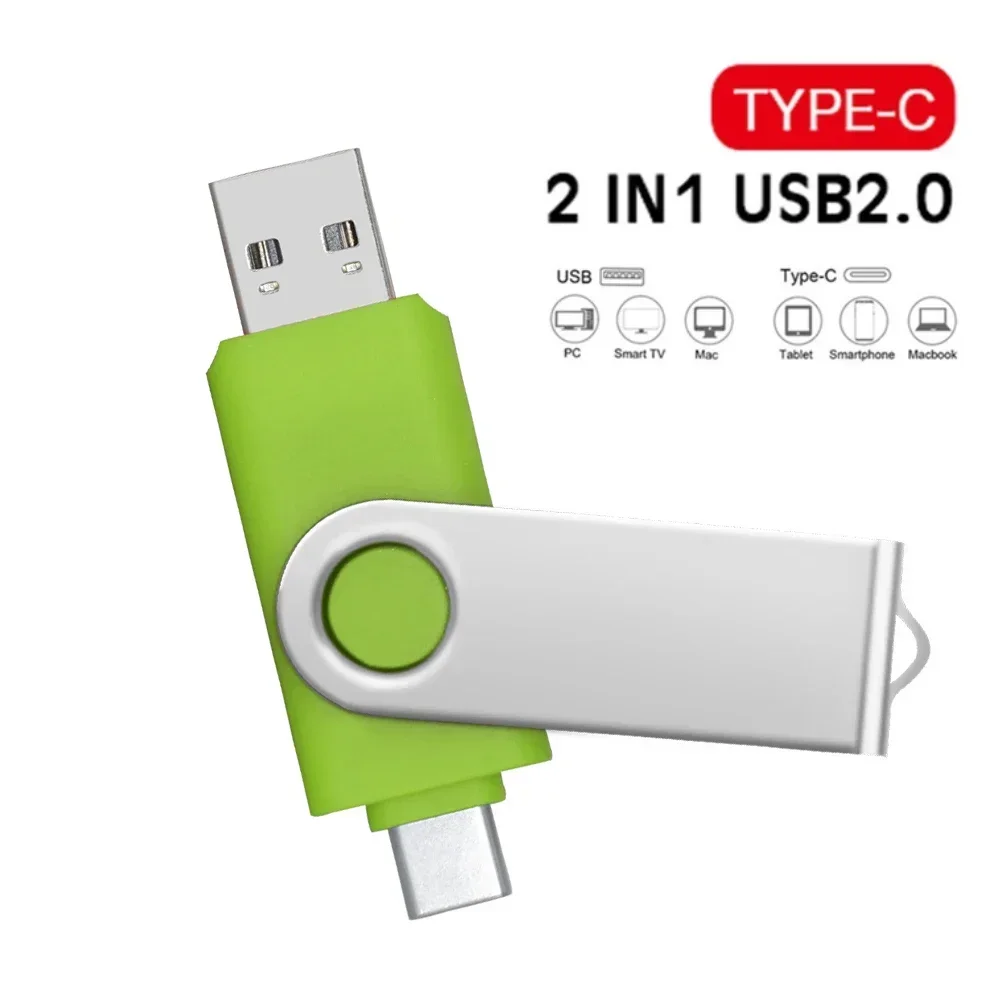 2 In 1 Type C USB Flash Drive 2.0 128GB 64GB usb flash 16GB 32GB Pendrive High Quality 4GB 8GB Metal Usb Stick cle memorias usb