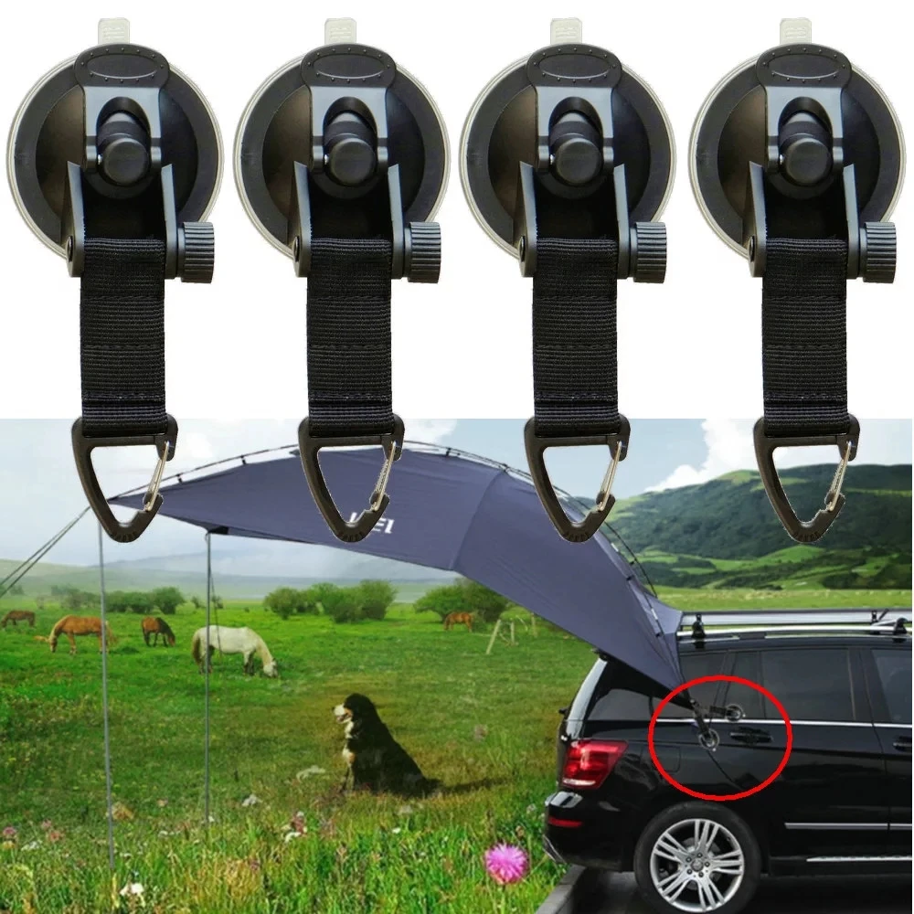 4PCS Suction Cup Super Powerful Anchor Securing Hook Tie Down Glass Boats SUPs Cars CampersCamping Tarp As Car Side Awning