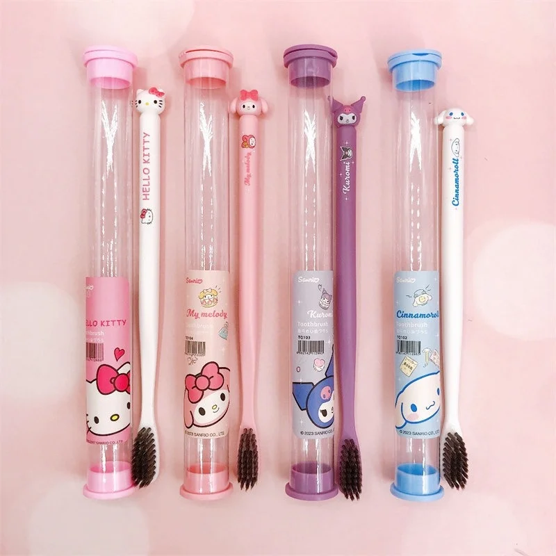 Anime Hello Kitty Toothbrush Melody Kuromi Cinnamoroll Sanrio Cartoon Student Adult Household Toothbrush Cleaning Birthday Gifts