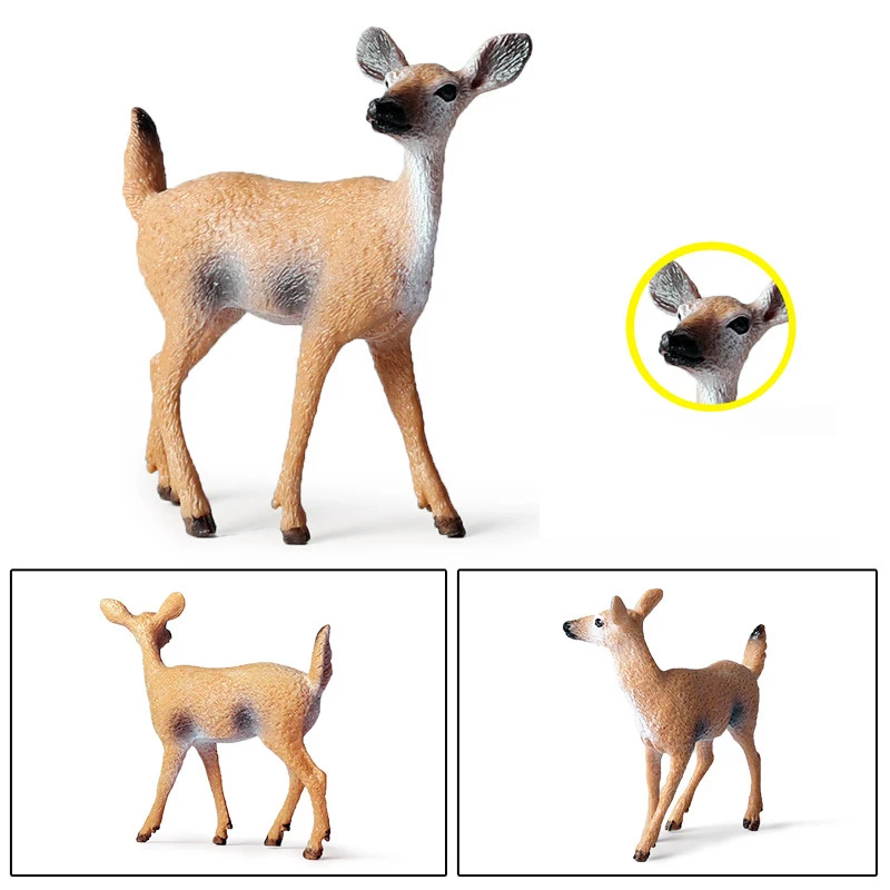 6 Stuks Simulatie Bos Herten Beeldjes Moose Elanden Rendier Sika Herten Actiefiguren Diermodel Decoratie Cake Toppers Speelgoed ﻿