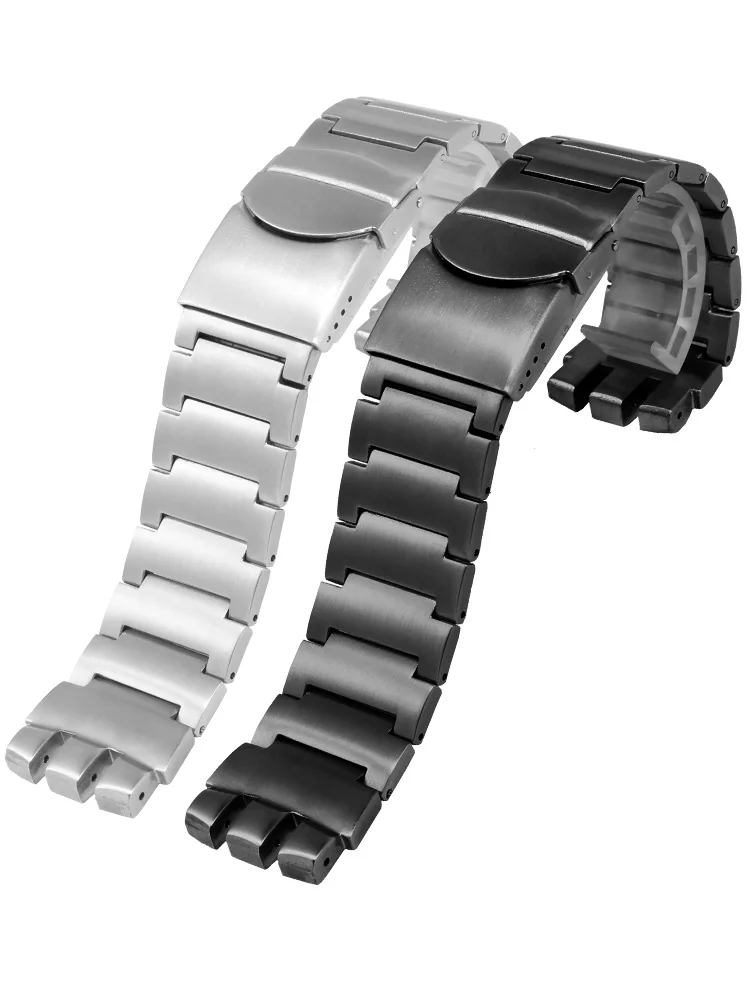 Stainless Steel Watchband Solid 23mm Silver Black For Swatch Men Irony Big Size Watch Strap Folding buckle Bracelet Accessories