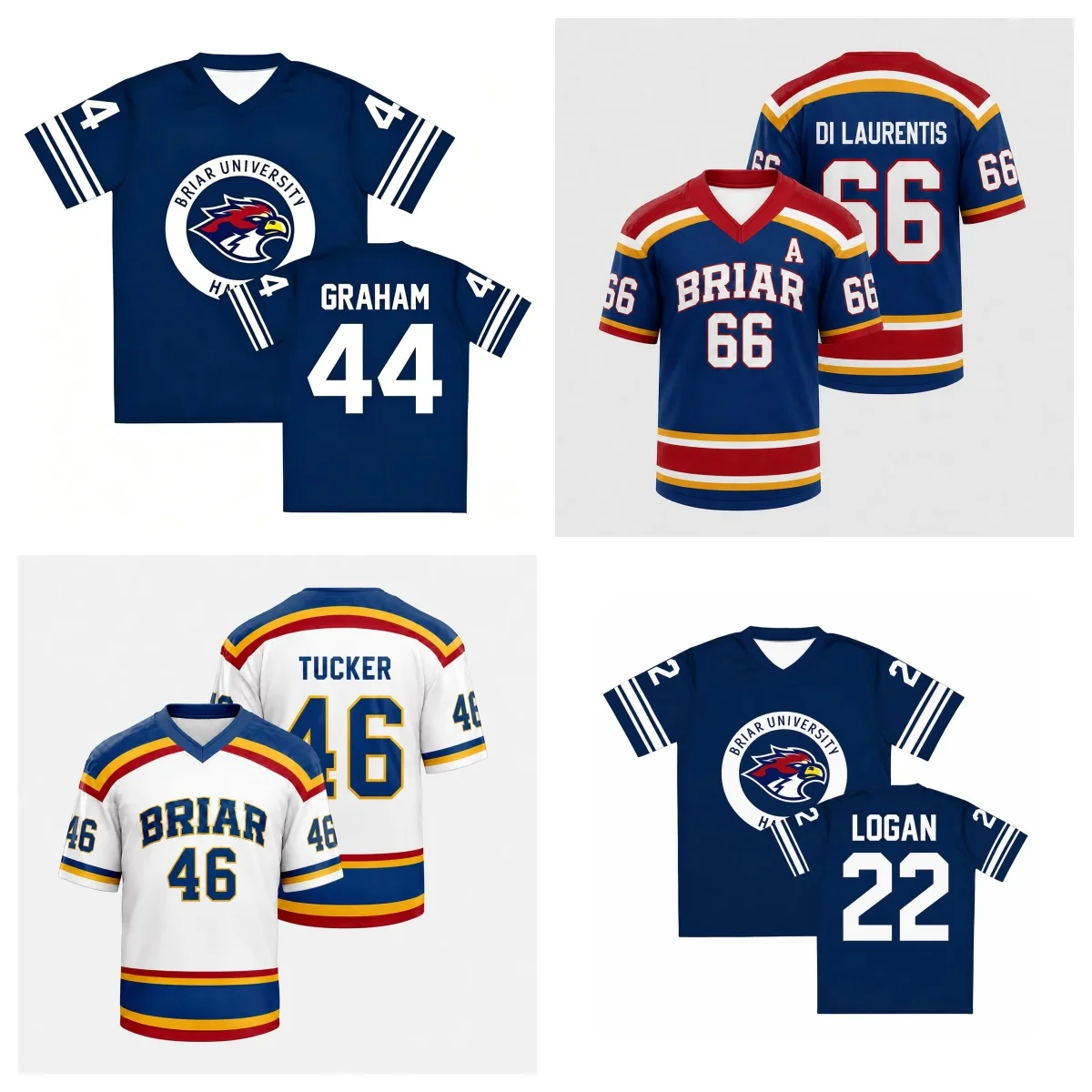 Off Campus Briar University Hawks Jersey Shirt Garrett Graham 44 Hockey Shirt Summer Sports Men's T-Shirt Tee Y2k Kids