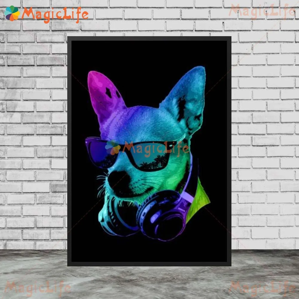 بارد Dj الحيوان النظارات الشمسية الكلب التمساح جدار صور لغرفة المعيشة الشمال المشارك الرسم على لوحات القماش الجدارية ديكور المنزل غير المؤطرة