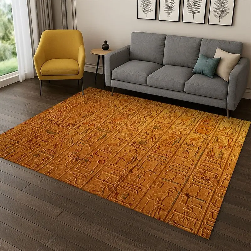 Egyptian Mythological mural pictograph Carpet Rug for Bedroom Living Room Sofa Playroom Doormat Home Decor,Kid Area Rug Non-slip