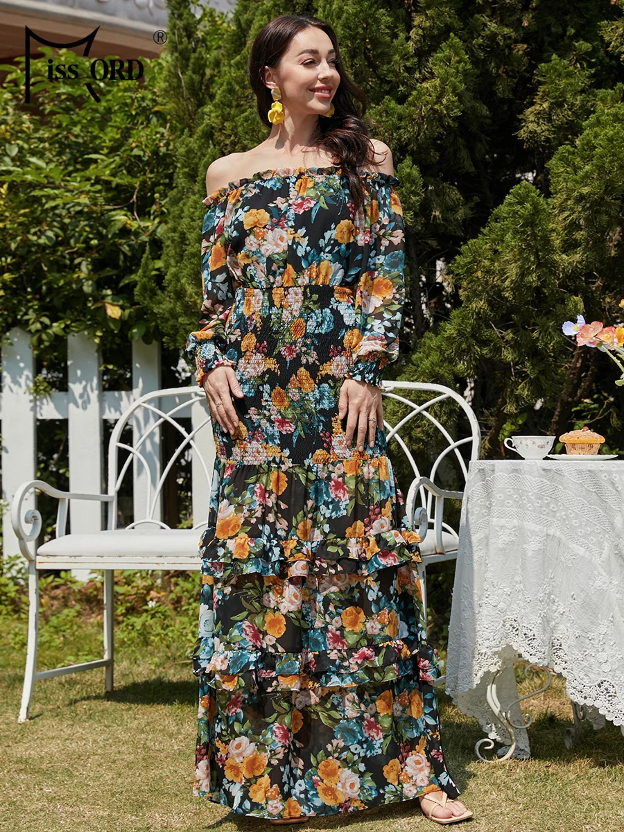 Missord New Off Shoulder Floral Fashionable Evening Gown Birthday Party Elegant Beautiful Women's Graduation Prom Maxi Dresses