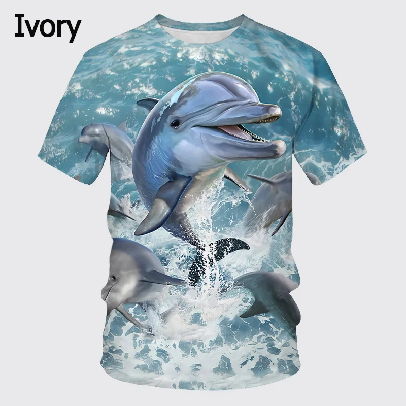 Women\'s/men\'s Fashion Summer Casual Short Sleeve Cute Dolphin 3d Printed Funny T-shirt