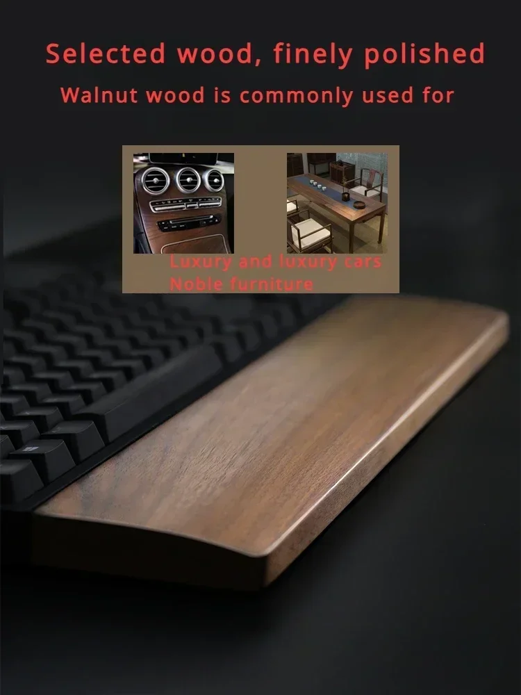 Imagem -02 - Black Walnut Hand Rest para Teclado Mecânico Almofada de Pulso de Madeira Maciça Ergonômico Palm Rest Logotipo Personalizado 60 75 85