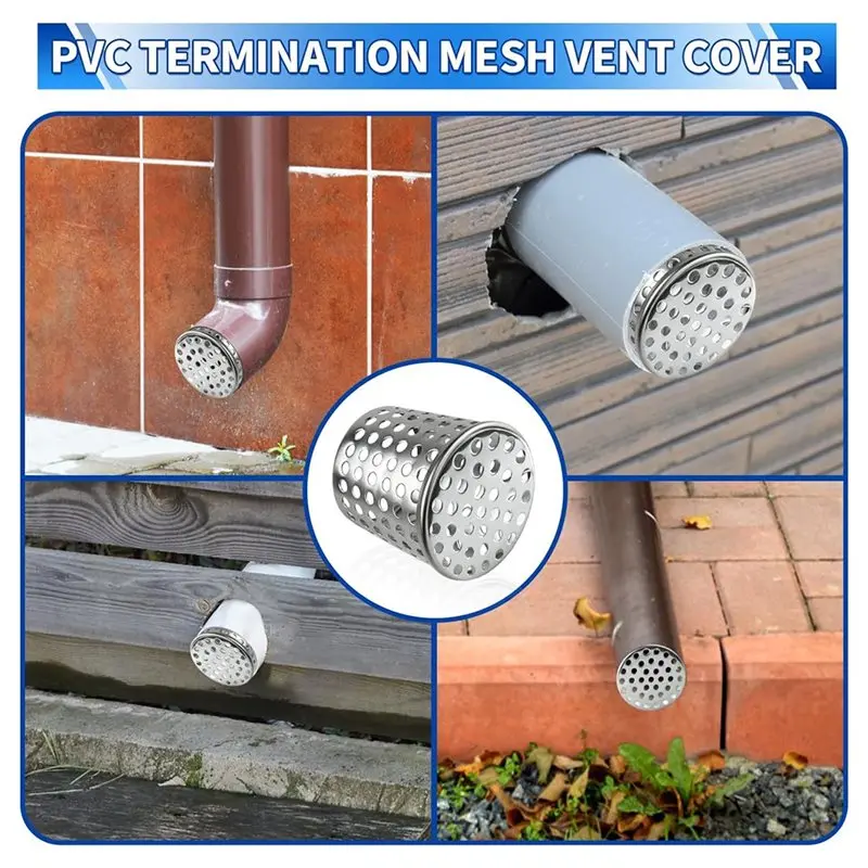 DT17 Ventilation Accessories PVC Termination Mesh Screen Gutter Guard Filter, Conical Exhaust Pipe Cover Strainer Multihole Cap