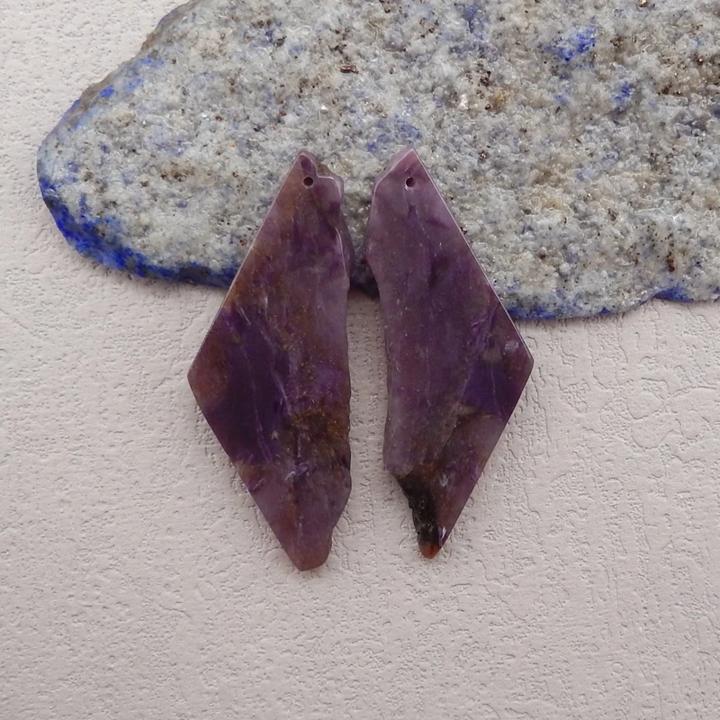 Natural Stone Charoite Nugget Earring Beads,Fashion Jewelry DIY Gemstone Earrings Accessories For Women 41x16x3mm 8g