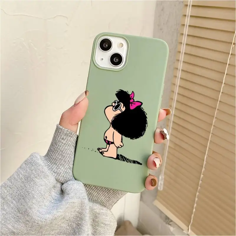 Cartoon Mafalda Phone Case For Iphone 7 8 Plus X Xr Xs 11 12 13 Se2020 Mini Mobile Iphones 14 Pro Max Case