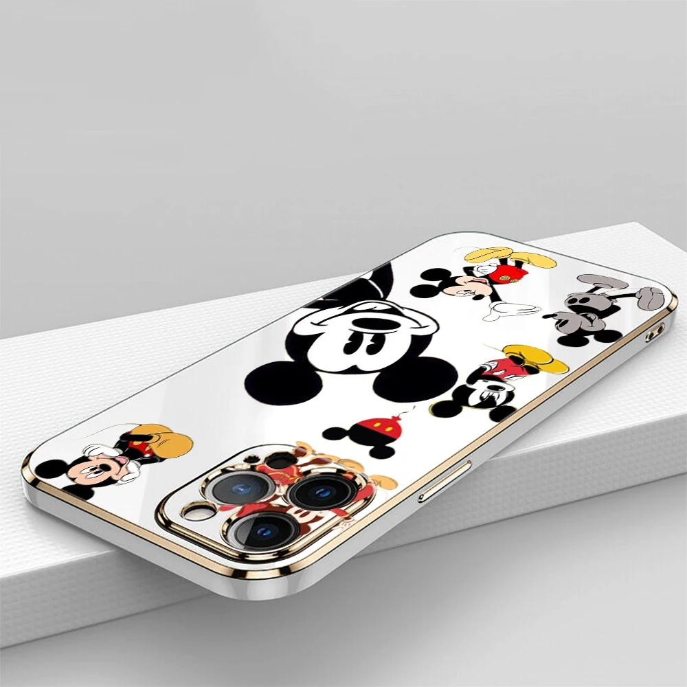 Luxury Plating TPU Soft Phone Case for Samsung S10 S20 S21 S22 S23 S24 Ultra Plus FE M54 Cover SS28 Disney Mickey Mouse Mickey