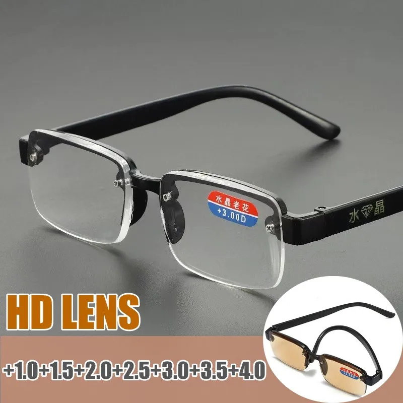 

Fashion Half Frame Design Reading Glasses Women Men Trendy Square Far-sighted Eyeglasses Retro Anti- Fatigue Presbyopia Eyewear