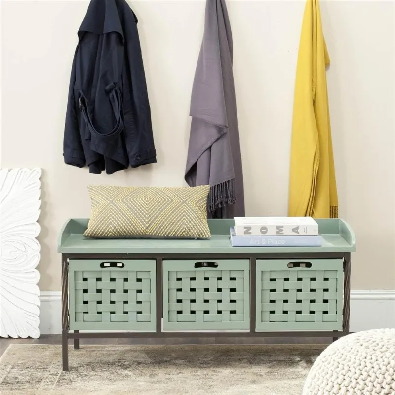 Brown Wooden Storage Bench The Bench's Medium Grey Finish Will Make A Perfect Addition To Your Home Perfect for A Living Room