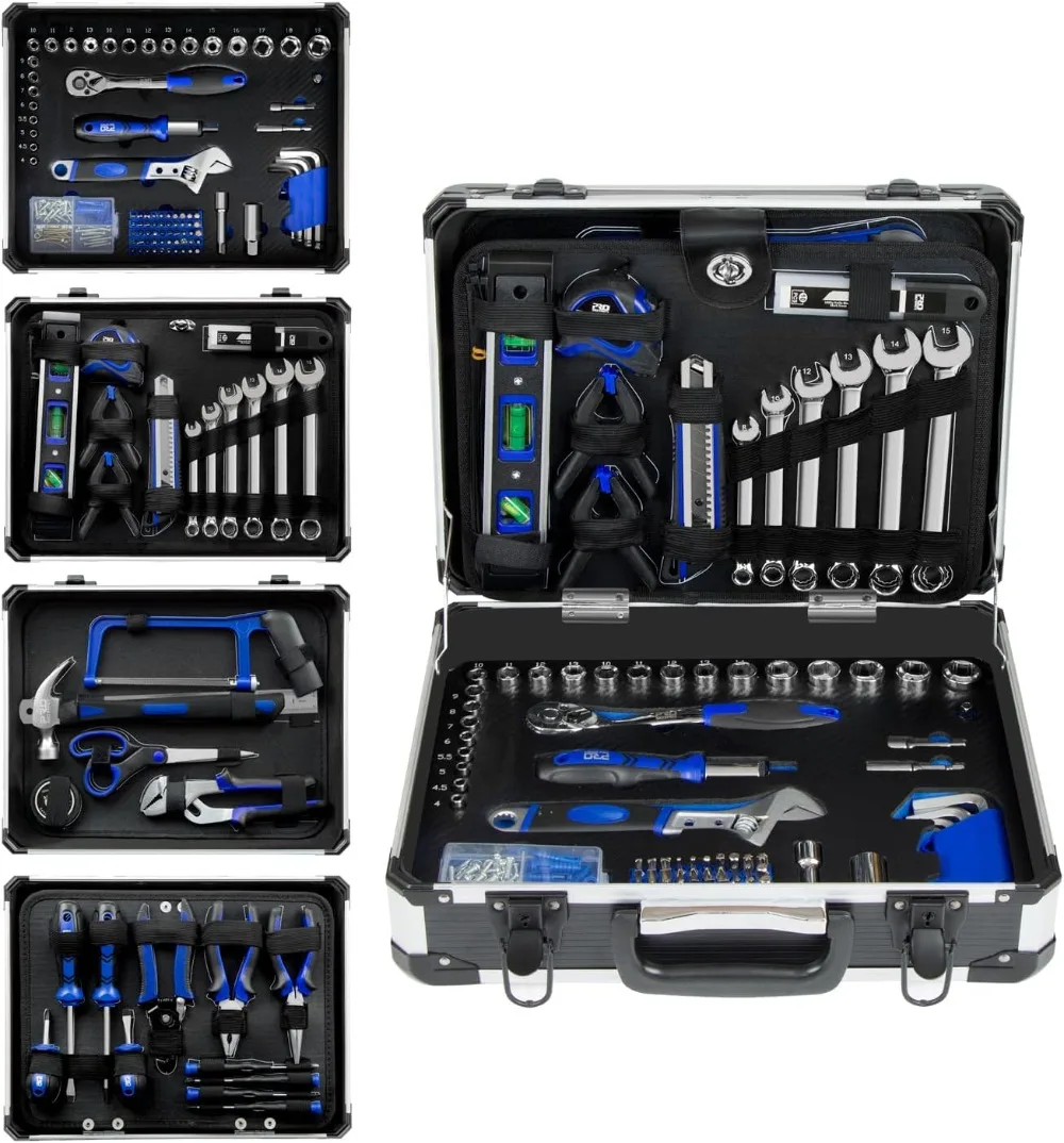 

The 259-piece Household Hand Tool Kit Comes with A Heavy Duty Aluminum Toolbox for Home RV Car Workshops