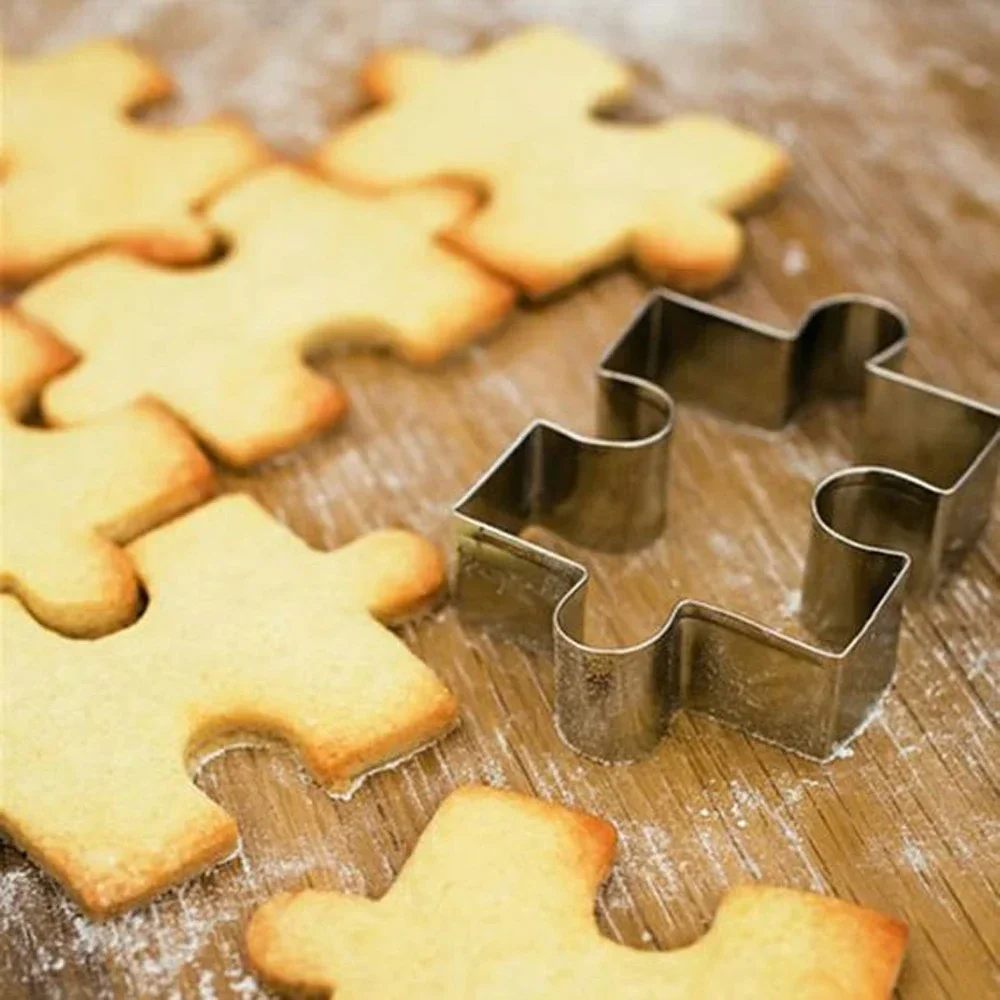 2pc Jigsaw shape cookie mold Christmas cookie shape stainless steel cutter DIY dessert bakeware cake mold Kitchen accessories