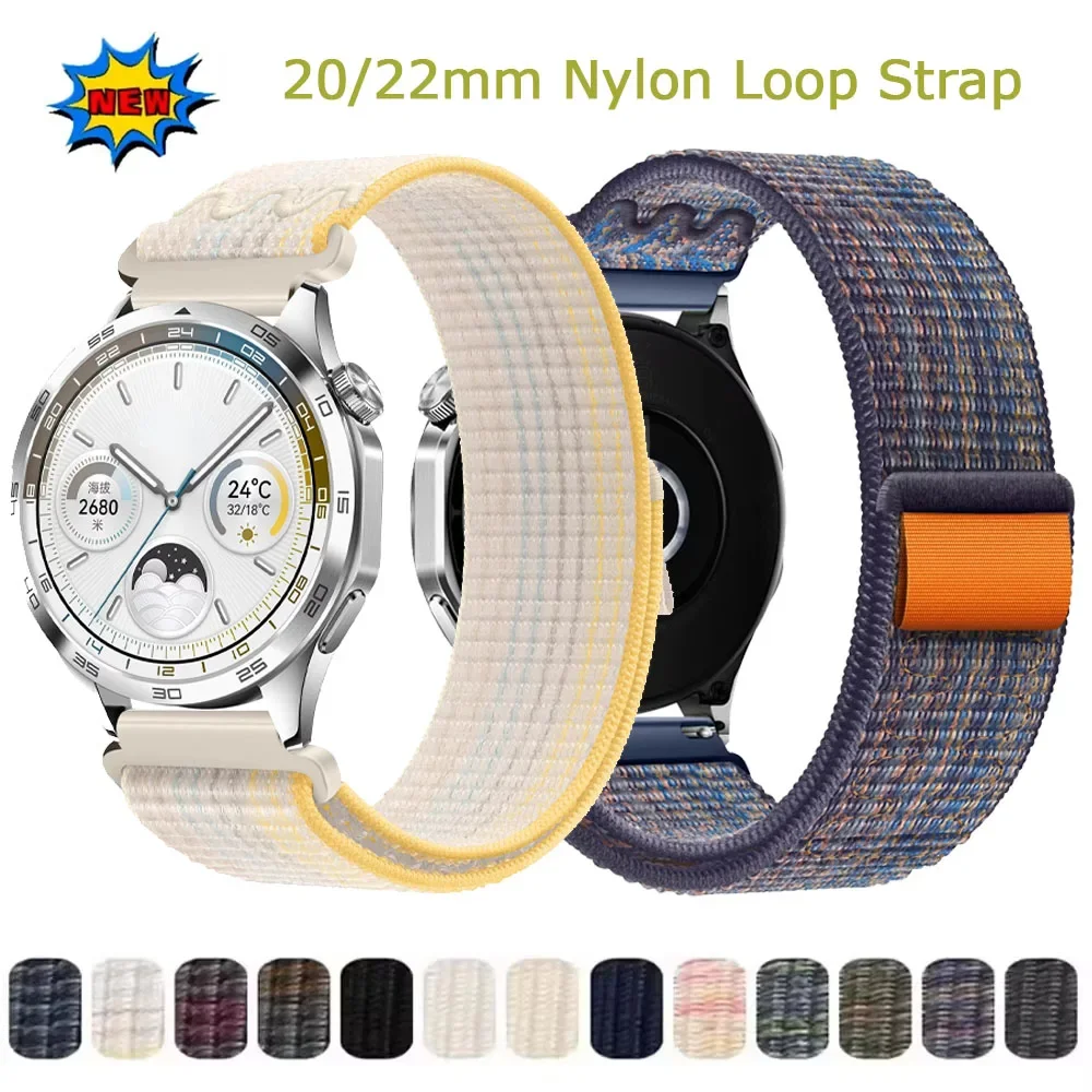 Нейлоновый ремешок с петлей 20/22 мм для Samsung Galaxy Watch 7 6 5 4 44 мм 40 мм/5 pro 45 мм Браслет для Huawei Watch GT5 Pro/GT5 4 3 2e Band