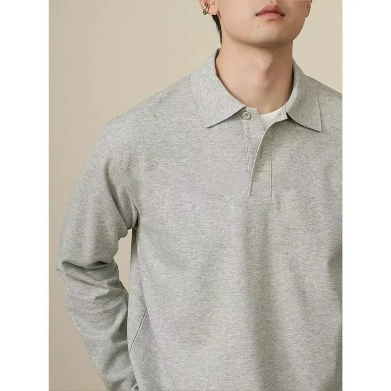 Fake Two-piece Cotton Pressed Rubber Neckline Polo Shirt Long-sleeved Lapel Inner Base