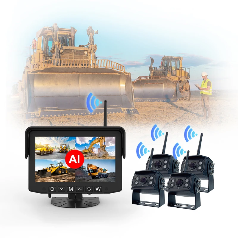Myt MCY Backup Camera 7 Inch Monitor Camera Waterproof Wireless Enginering Vehicle AI BSD Blind Spot Detection