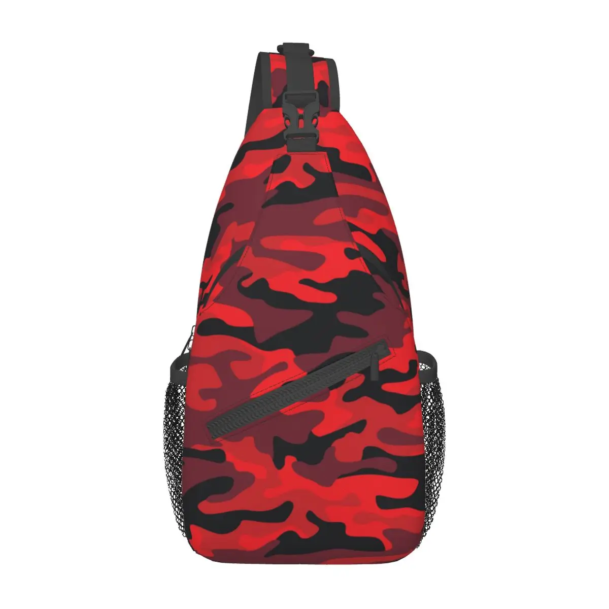 

Military Red Camouflage Sling Bag Chest Crossbody Shoulder Backpack Outdoor Sports Daypacks Camo Texture Printed Satchel