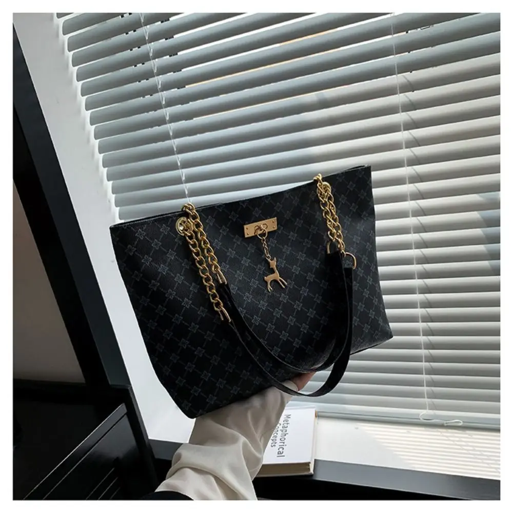 PU-Leder Schultertaschen Große Kapazität Tragetasche Bedruckte Handtaschen Einkaufstasche Damen Langlebige Modetasche Casual – Detail 11