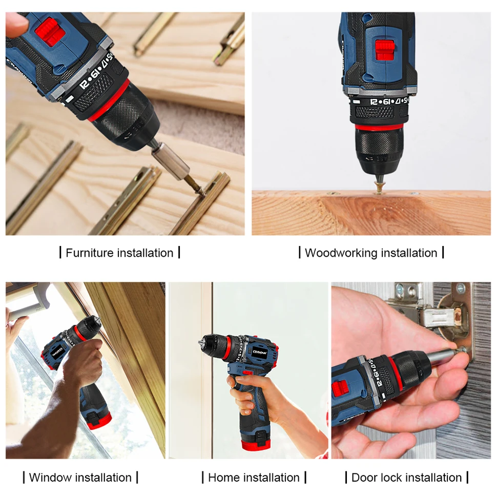 Clubiona16.8V lithium-ion battery cordless drill bit, power drill bit with battery and charger, 3/8 inch keyless chuck