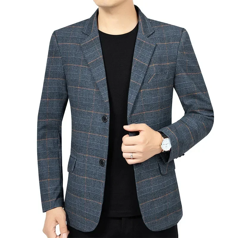 New Spring Autumn Men Plaid Blazers Jackets Man Business Casual Suits Coats High Quality Male Slim Fit Blazers Jackets Coats 4XL