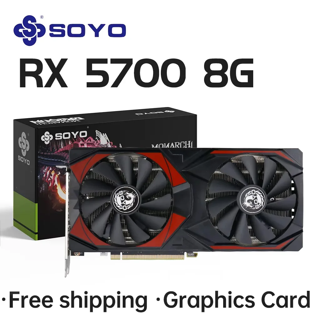 SOYO AMD Radeon RX5700XT 8GB Gaming Graphics Card GDDR6 Memory 256Bit PCIEx16 4.0 for Desktop Computer Video Cards RX 5700XT