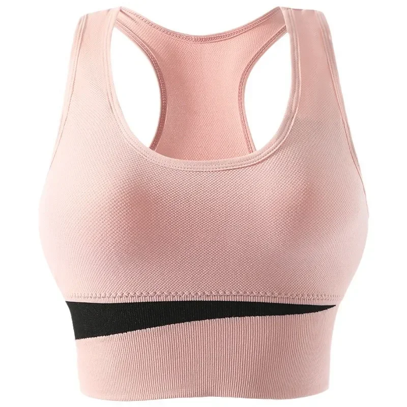 Women Racerback Sports Bra, Shockproof Padded Yoga Tank Top, Seamless Support Gym Running Fitness Workout Vest for Plus Size