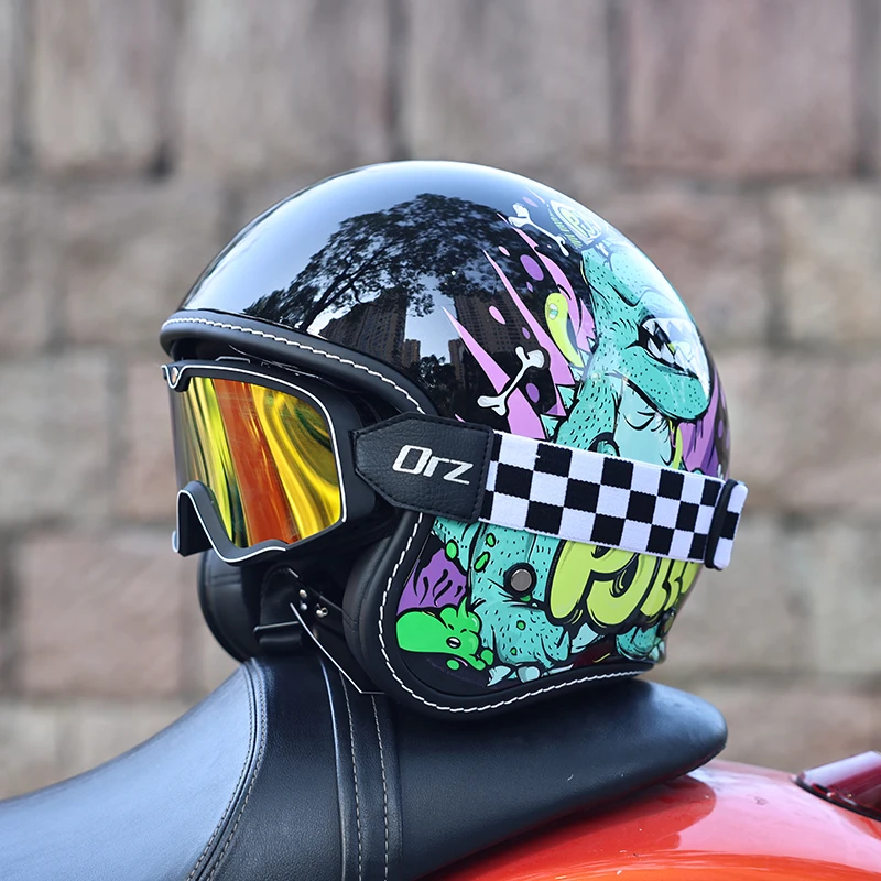 

ORZ Ретро мотоциклетный шлем мужской и женский педальный круиз 3/4 полушлем четыре сезона пара