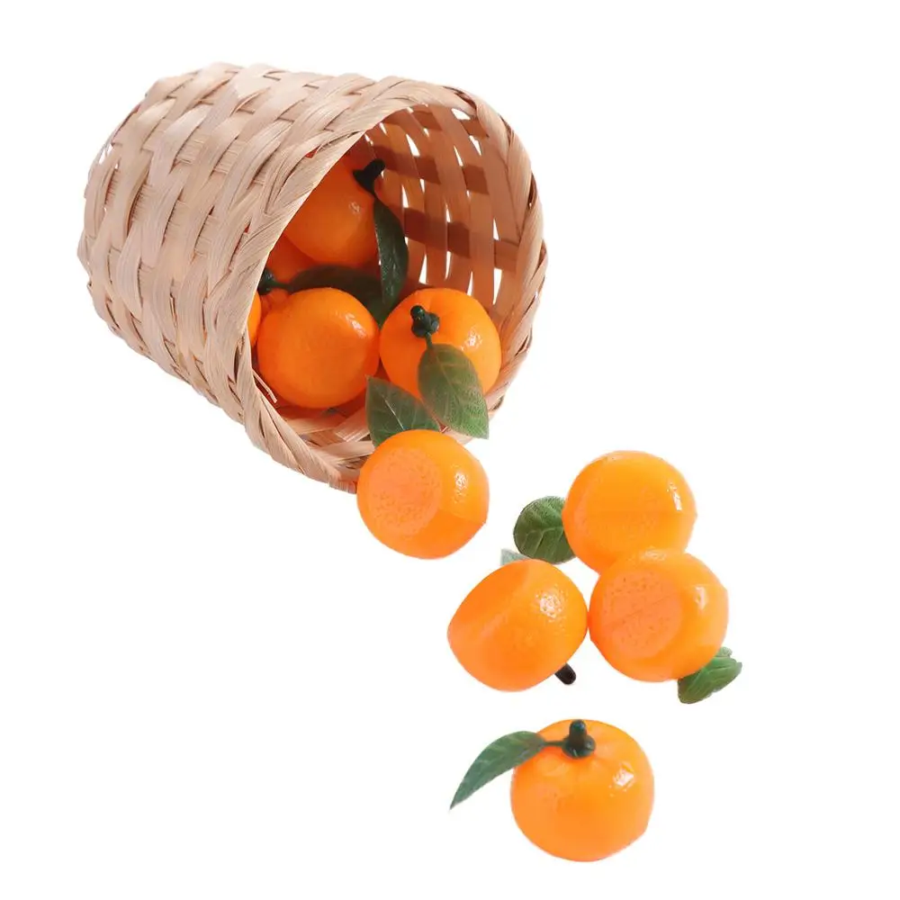 10pcs Photography Props Mini Artificial Plastic Orange Handicrafts Funny Fake Fruits Realistic Fruit Model Home Kitchen Decor